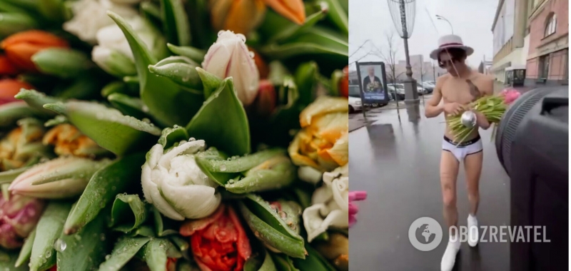 В Киеве и Харькове парни разделись и вышли на улицу, чтобы поздравить женщин с 8 марта. Видео