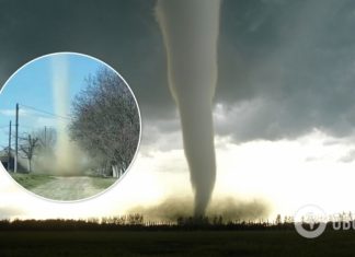 На Буковине смерч перегородил дорогу машине. Видео редкого явления
