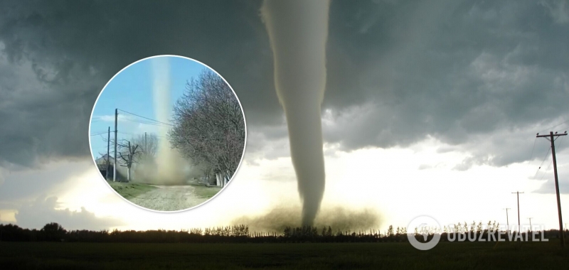 На Буковине смерч перегородил дорогу машине. Видео редкого явления