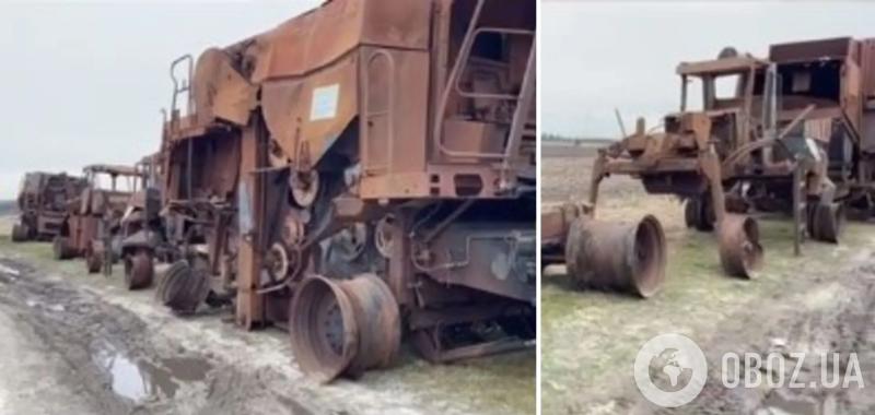 Цена зерна: украинские фермеры привезли на границу с Польшей уничтоженную минами и обстрелами РФ сельхозтехнику. Видео