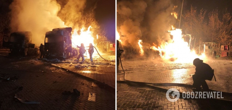 На Харьковщине на АЗС прогремел мощный взрыв, пламя охватило два авто. Фото и видео