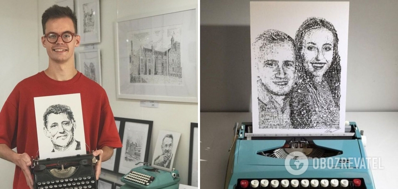 Парень из Британии рисует невероятные картины на старой печатной машинке. Фото и видео