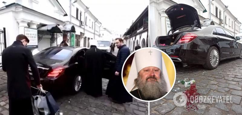 Помощники заметно нервничали: митрополит Павел после вручения подозрения быстро покинул Лавру. Видео