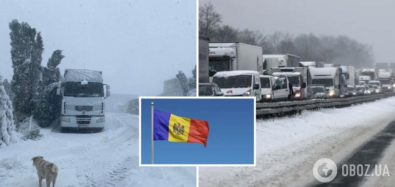 Снегопад парализовал работу молдавских КПП на границе с Украиной и Румынией. Фото