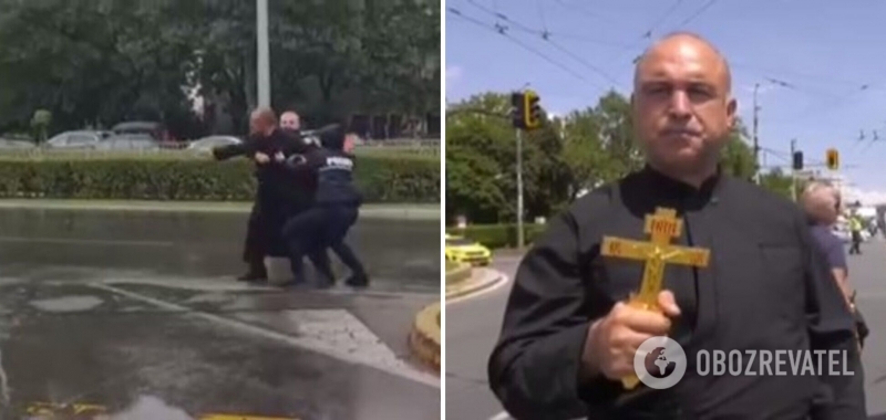 В Болгарии на кортеж Зеленского напал неадекватный священнослужитель. Видео