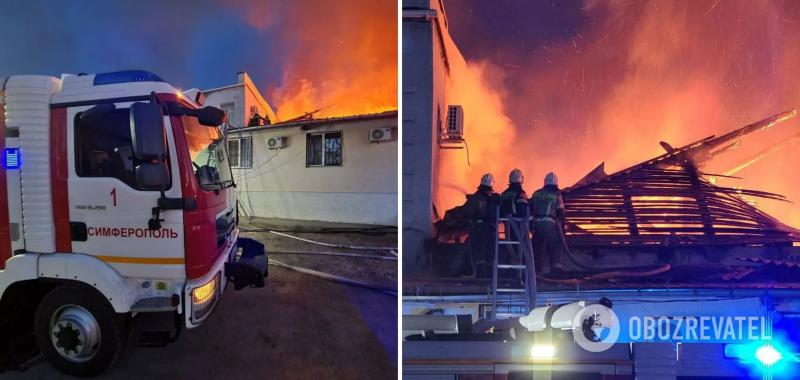 В оккупированном Симферополе вспыхнул мощный пожар на складе: поднялась стена огня. Фото и видео