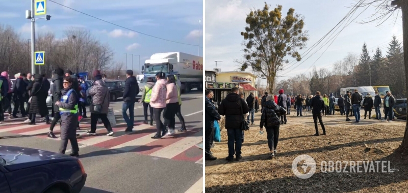 В Полтаве предприниматели перекрыли движение, протестуя против карантина. Фото