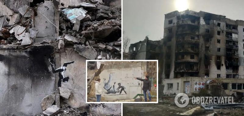 Жители Бородянки застали Banksy за работой: рассказали, как выглядит знаменитый художник. Видео